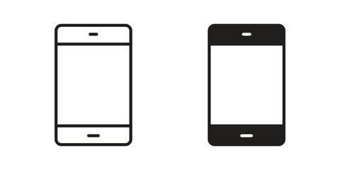 Cell phone icons in line stroke outline art and clip art