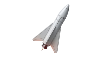 Isolated model rocket angled upward for science experiment; concept for space and future