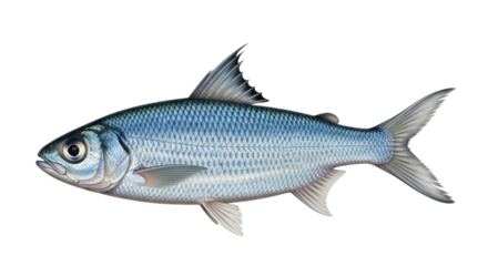 Isolated Fish - Illustration of an Alewife with detailed scales, fins, and silvery color
