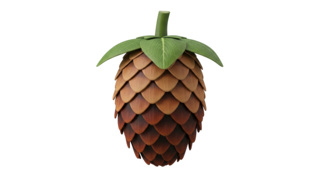 Isolated cone shaped object with layers of petal like brown objects and green stem on top