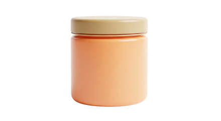 Isolated pastel orange jar with beige lid ideal for skin products and food stuffs