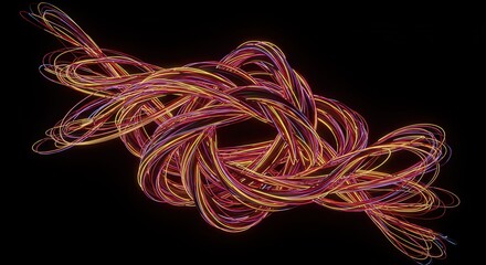 Luminous 3D Twisted Lines with Dynamic Movement 