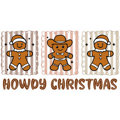Obraz premium Howdy Christmas PNG | Western Gingerbread Sublimation Design | Cowboy Holiday T-Shirt & Sticker Graphic