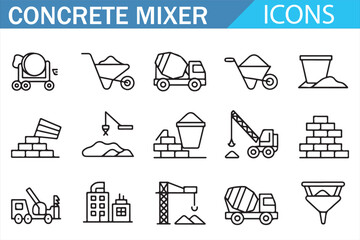Heavy Equipment & Tools Linear Icons for Industry