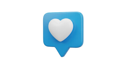 Isolated heart emoji bubble icon, blue speech comment sign of appreciation, notification