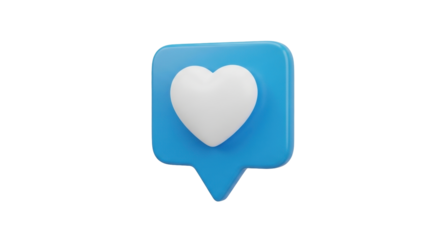 Isolated heart emoji bubble icon, blue speech comment sign of appreciation, notification