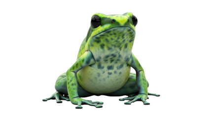 Isolated green frog, poisonous amphibian, realistic treefrog, vibrant and speckled skin
