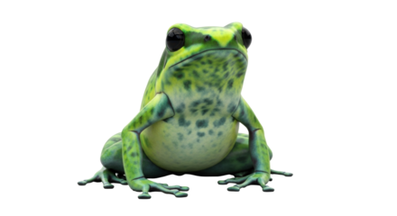 Isolated green frog, poisonous amphibian, realistic treefrog, vibrant and speckled skin