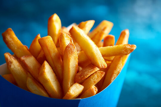 french fries on a blue background
