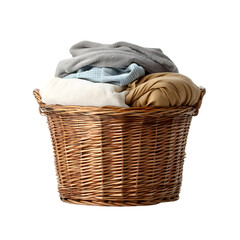 Wicker Laundry Basket Filled with Clothes Presents a Clean and Organized Storage Solution 