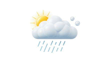 Isolated weather emoji showing partly sunny, cloudy, and rainy conditions likely to occur
