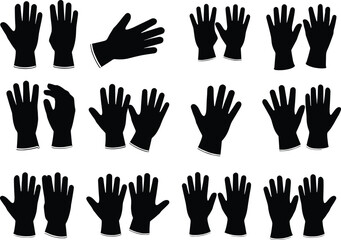 Gloves, Hands, Safety, Protection, Worker, Labor, Job, Construction, Industrial, Secure, Gear, Equipment, Uniform, Apparel, Clothing, Vector, Icon, Illustration, Silhouette, Design