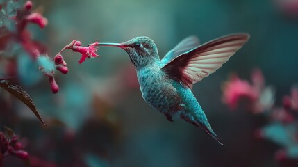 Fototapeta premium Hummingbird feeding on flower