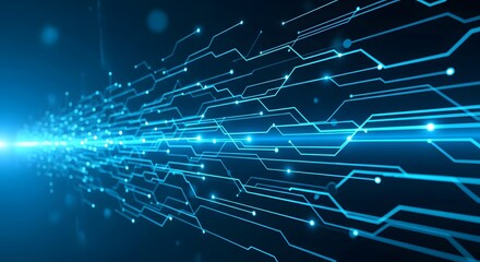 Abstract digital circuit with glowing light for technology, communication, and innovation concepts
