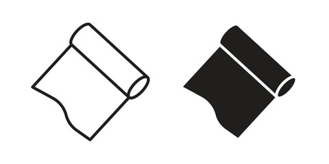 Aluminum foil icons in line stroke outline art and clip art
