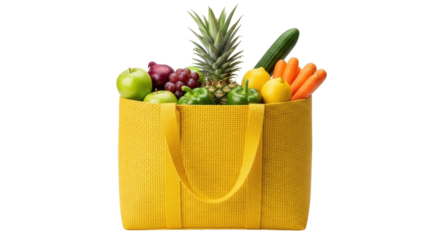 Isolated basket full of assorted fresh produce, healthy eating, fruit, vegetables
