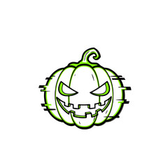 Cyberpunk Halloween pumpkin icon with glowing green design for tech-themed parties