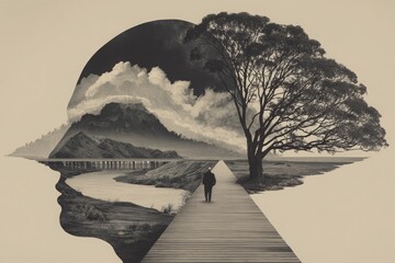 Aesthetic illustration for mental depressive disorder