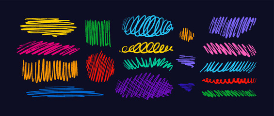Crayon underlines set, pen strokes. Hand draw line