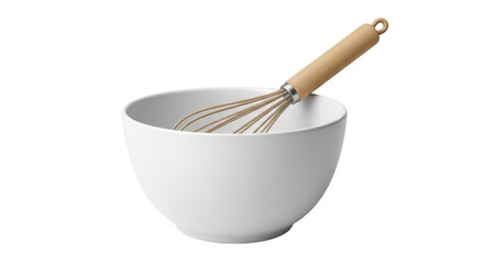 Isolated Mixing Bowl with Whisk, Kitchen Utensil for Food Preparation and Cooking Indoors