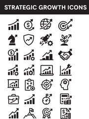 Real Estate strategic growth icons, real estate agent Icons