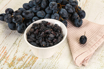 Dry ripe sweet blue raisin