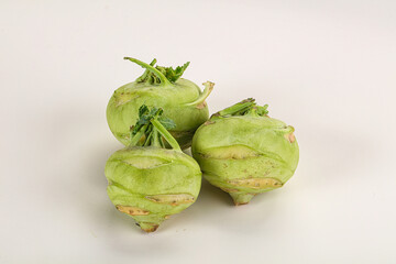 Raw fresh organic kohlrabi cabbage