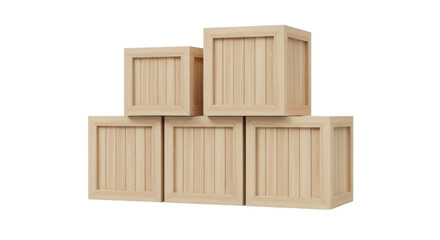 Isolated stack of plain wood crates or boxes for toys, storage, or delivery, studio shot