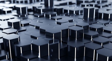 Abstract 3D rendering of hexagonal columns with varying heights.