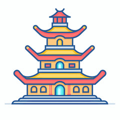 Explore Asian heritage with this vibrant pagoda, perfect for travel blogs, cultural events, or educational materials, evoking a sense of history and adventure
