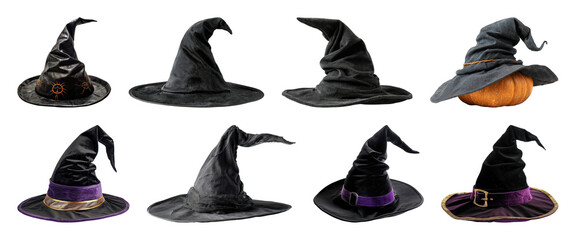 Assorted black witch hats collection