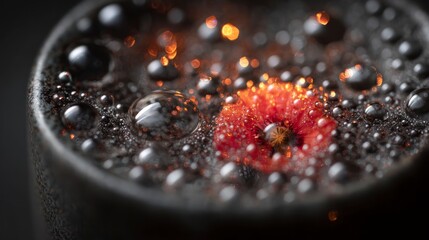 Raspberry close up hot drink