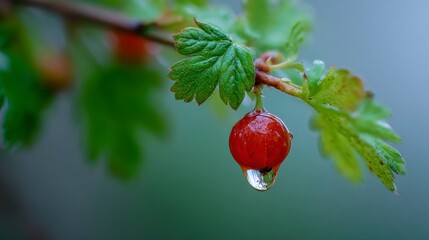 Red currant with dewdrop