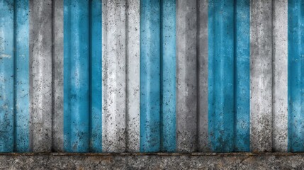 Cargo container wall with striped blue metal sheet texture.