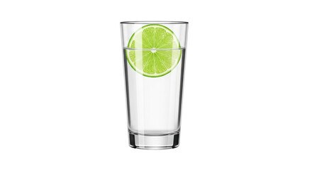 Isolated glass of clear water with a slice of fresh lime for a refreshing drink
