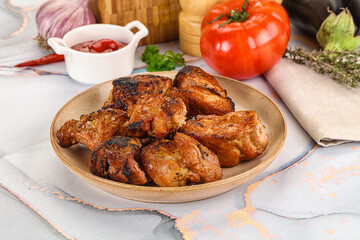 Grilled pork neck meat shashlik