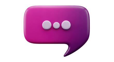 Isolated purple speech bubble, discussion and communication sign with dot design, 3D vector