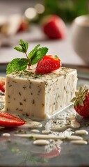 Dessert block strawberry, mint, & creamy glaze