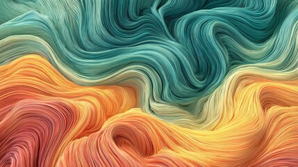 Fototapeta premium Flowing colorful wavy lines on light background create a vibrant pattern.