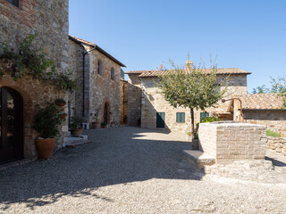 Naklejka premium Vignoni Alto, medieval town at Vignoni a San Quirico d'Orcia in the province of Siena, Italy 