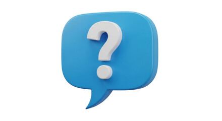 Isolated glossy blue speech bubble with white question mark for online communication