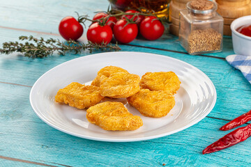Golden crispy fried chicken nuggets