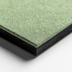 Green fabric over dark layer, close-up