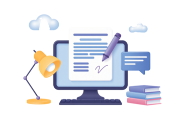 Create digital documents easily with a modern computer setup for business, education, and creative projects, boost your work with this 3D rendering.