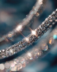 Sparkling diamond strands, bokeh backdrop, blurred beauty