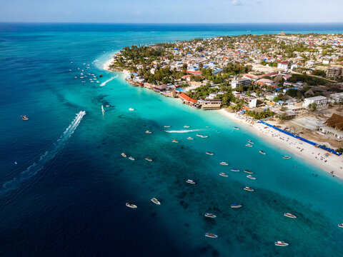 Zanzibar, Tanzania, Nungwi and Kendwa beach, aerial view