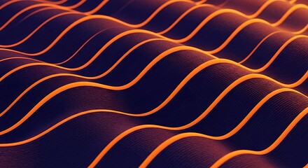 Abstract wavy lines pattern with orange highlights on a dark background.