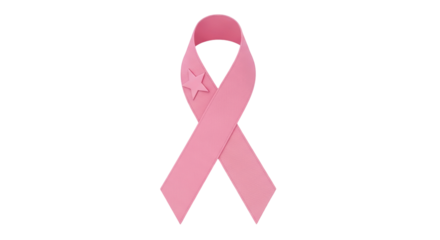 Isolated pink ribbon with star for breast cancer awareness and women's health cause