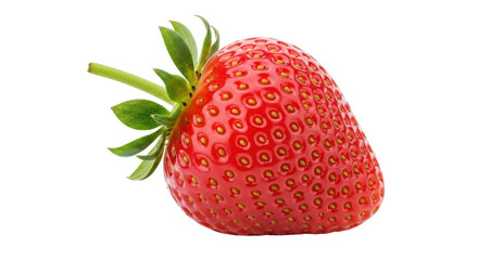 Isolated ripe strawberry, healthy berry fruit with leaves, freshness, ingredient, eating