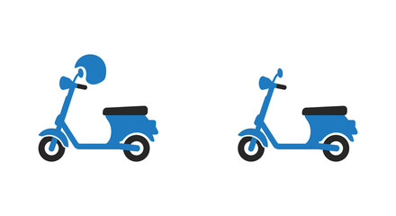 Fototapeta premium Blue scooter icons with and without a helmet displayed side by side